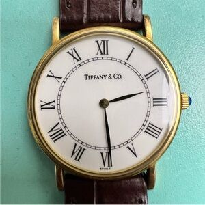 TIFFANY & CO 14K YELLOW GOLD CLASSIC ROUND WHITE DIAL QUARTZ WATCH